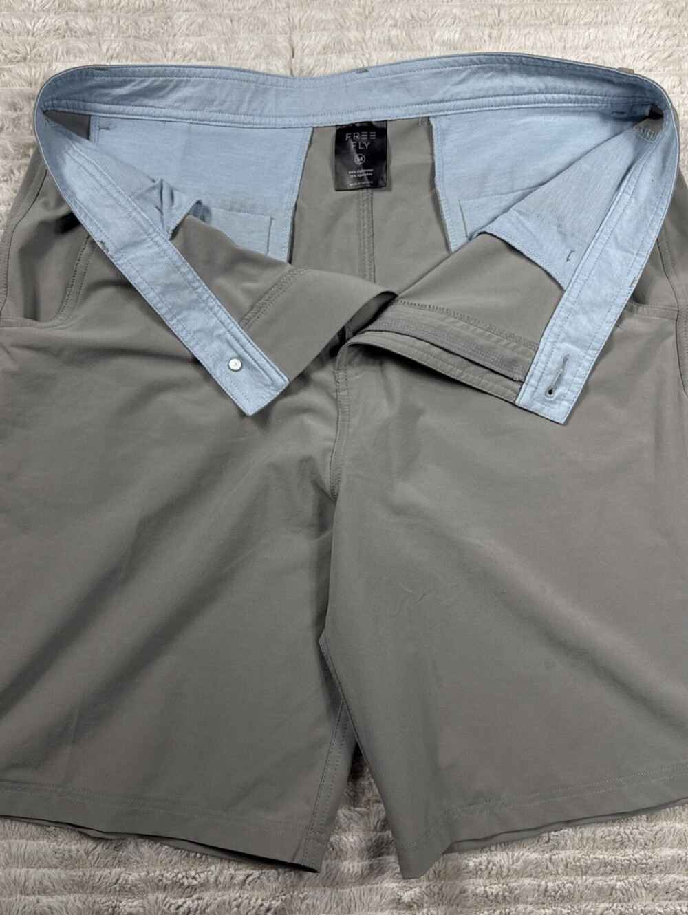 Free Fly Latitude Shorts Men 34x9 Gray Stretch Lightweight Performance Quick Dry